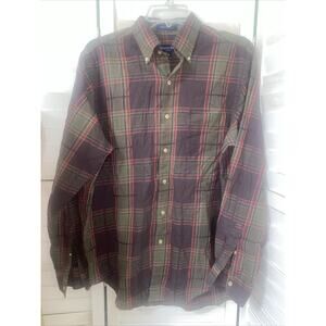 Austin Reed London Long Sleeve Button Down Oxford Plaid Shirt Men's Medium
